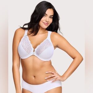Glamorise White Lace Front-Close Bra